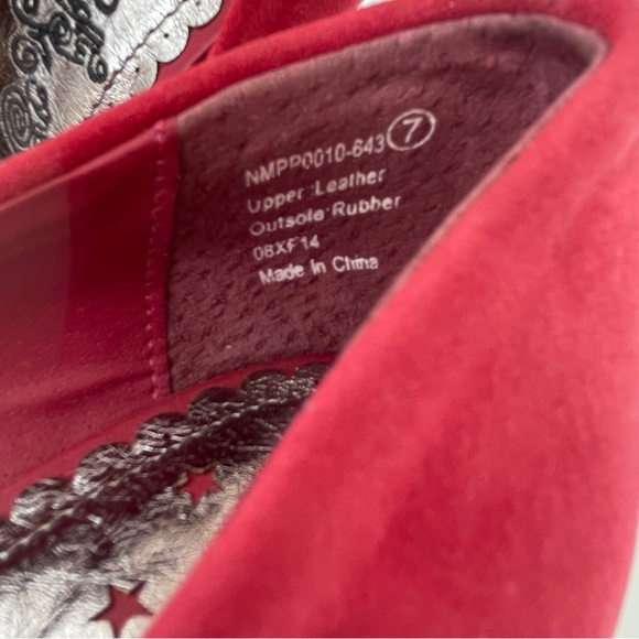 Naughty Monkey Red Suede Heels with Platform Sole - Picture 9 of 14